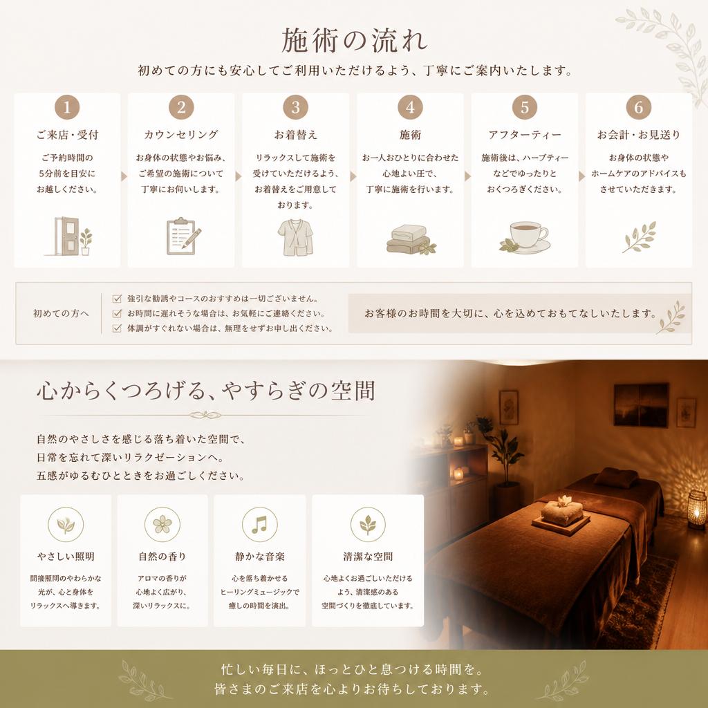 5. 施術の流れとリラックス空間