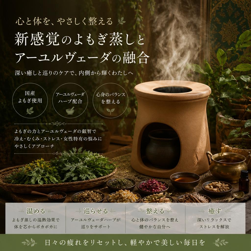 心身の疲れを解消する新感覚のよもぎ蒸しとアーユルヴェーダの融合