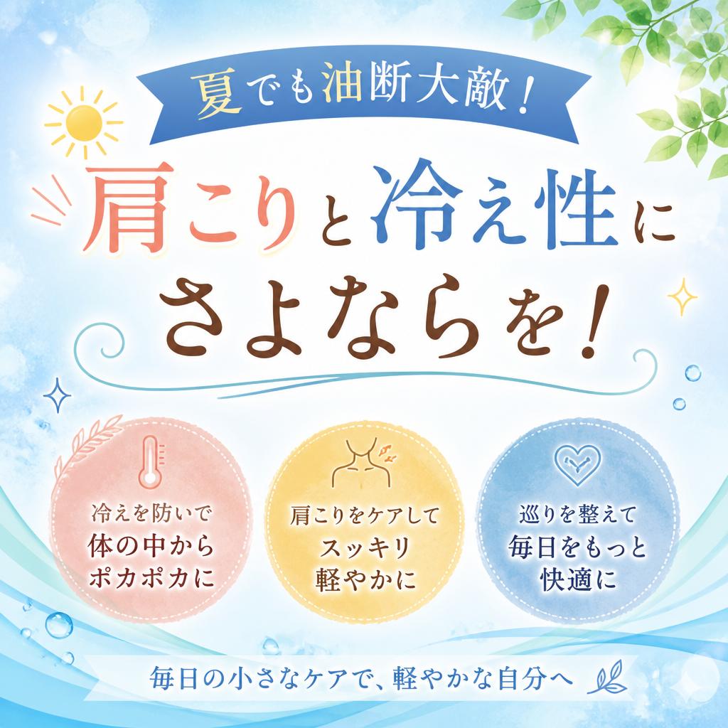 夏でも油断大敵！肩こりと冷え性にさよならを！